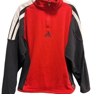 Adidas Red and Black Pullover with White Stripes